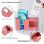 Scatola di immagazzinaggio a parete con doppia griglia, telecomando, organizer per articoli vari, supporto di ricarica per telefono cellulare, Double Red, Double Yellow, Double Blue