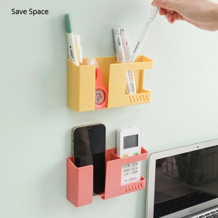 Scatola di immagazzinaggio a parete con doppia griglia, telecomando, organizer per articoli vari, supporto di ricarica per telefono cellulare, Double Red, Double Yellow, Double Blue