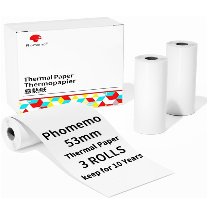 Scrittura di carta termica ad asciugatura rapida, lunga durata di 10 anni per stampante M832 / M833 / M834 / M835, Phomemo 3rolls /Box 53mm, Phomemo 3rolls /Box 80mm, Phomemo 3rolls /Box 110mm, Phomemo 2rolls /Box A4, Phomemo 4rolls /Box A4            ...