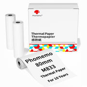 Scrittura di carta termica ad asciugatura rapida, lunga durata di 10 anni per stampante M832 / M833 / M834 / M835, Phomemo 3rolls /Box 53mm, Phomemo 3rolls /Box 80mm, Phomemo 3rolls /Box 110mm, Phomemo 2rolls /Box A4, Phomemo 4rolls /Box A4            ...