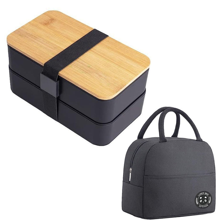 Contenitore per alimenti in plastica per microonde con scomparto portatile a doppio strato isolato da 1200 ml, Without  Insulation Bag Black, Without Insulation Bag White, With Insulation Bag Black, With Insulation Bag White