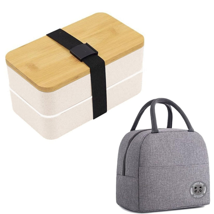Contenitore per alimenti in plastica per microonde con scomparto portatile a doppio strato isolato da 1200 ml, Without  Insulation Bag Black, Without Insulation Bag White, With Insulation Bag Black, With Insulation Bag White