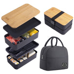 Contenitore per alimenti in plastica per microonde con scomparto portatile a doppio strato isolato da 1200 ml, Without  Insulation Bag Black, Without Insulation Bag White, With Insulation Bag Black, With Insulation Bag White