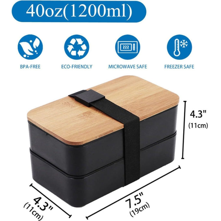 Contenitore per alimenti in plastica per microonde con scomparto portatile a doppio strato isolato da 1200 ml, Without  Insulation Bag Black, Without Insulation Bag White, With Insulation Bag Black, With Insulation Bag White
