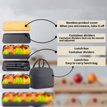 Contenitore per alimenti in plastica per microonde con scomparto portatile a doppio strato isolato da 1200 ml, Without  Insulation Bag Black, Without Insulation Bag White, With Insulation Bag Black, With Insulation Bag White
