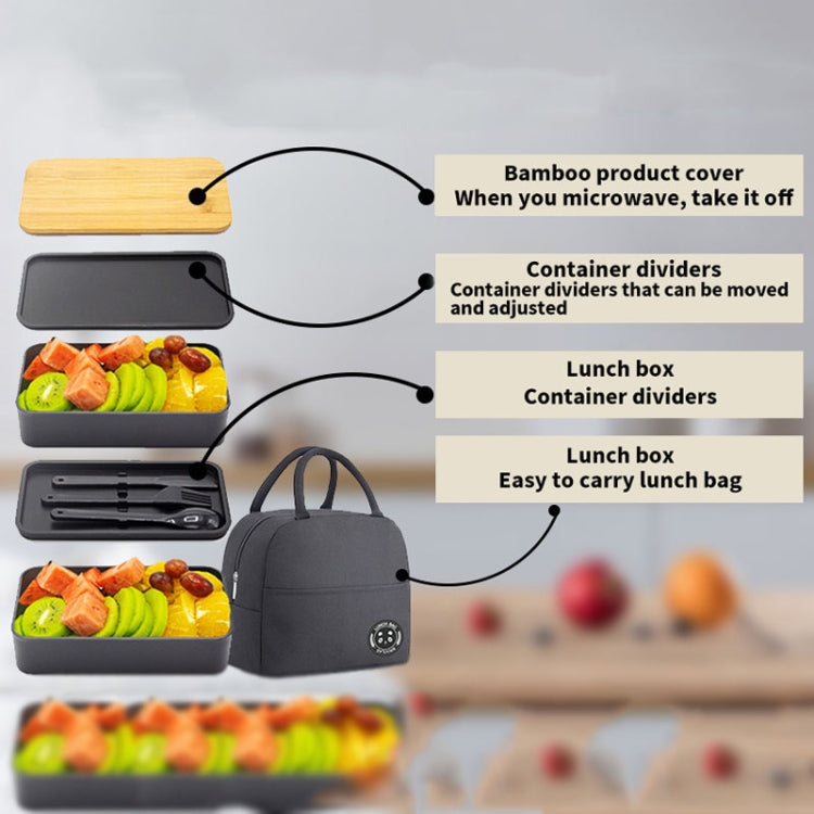 Contenitore per alimenti in plastica per microonde con scomparto portatile a doppio strato isolato da 1200 ml, Without  Insulation Bag Black, Without Insulation Bag White, With Insulation Bag Black, With Insulation Bag White