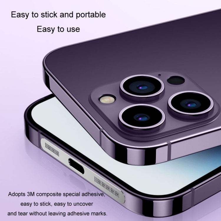 2 pz/set Per IPhone 12/13/14/15 Serie Altoparlante Placcatura In Metallo a Prova di Polvere Maglia Porta di Ricarica Pellicola Protettiva antipolvere adesivo