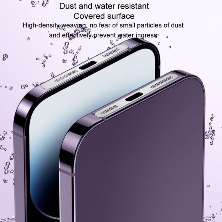 2 pz/set Per IPhone 12/13/14/15 Serie Altoparlante Placcatura In Metallo a Prova di Polvere Maglia Porta di Ricarica Pellicola Protettiva antipolvere adesivo