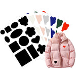 Adesivi toppe autoadesive per piumini Adesivi in tessuto di nylon Decalcomanie per fori di riparazione di vestiti senza cuciture, C Model, C Model Glossy, D Model No. 1, D Model No. 2, D Model No. 3, D Model No. 4, Whole Sheet, Whole Sheet Glossy
