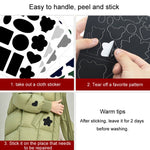 Adesivi toppe autoadesive per piumini Adesivi in tessuto di nylon Decalcomanie per fori di riparazione di vestiti senza cuciture, C Model, C Model Glossy, D Model No. 1, D Model No. 2, D Model No. 3, D Model No. 4, Whole Sheet, Whole Sheet Glossy