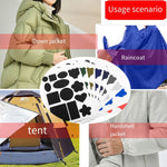 Adesivi toppe autoadesive per piumini Adesivi in tessuto di nylon Decalcomanie per fori di riparazione di vestiti senza cuciture, C Model, C Model Glossy, D Model No. 1, D Model No. 2, D Model No. 3, D Model No. 4, Whole Sheet, Whole Sheet Glossy