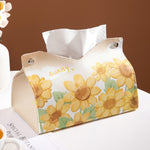 Borsa portaoggetti decorativa per fazzoletti in pelle stampata a olio, Pink, Purple, Yellow, Blue Rose, Pink Rose, Yellow Sunflower