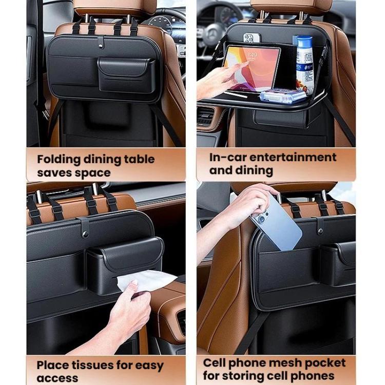 Borsa portaoggetti pieghevole di grande capacità per lo schienale del sedile posteriore dell'auto., Black