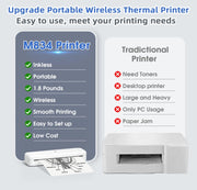 Stampante termica wireless Bluetooth Phomemo M834 supporta carta termica multiformato, M834