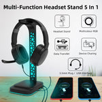 Supporto per cuffie illuminato RGB audio da 3,5 mm Espositore per cuffie da gioco Dual USB, RGBG2