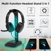 Supporto per cuffie illuminato RGB audio da 3,5 mm Espositore per cuffie da gioco Dual USB, RGBG2