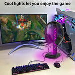 Supporto per cuffie illuminato RGB audio da 3,5 mm Espositore per cuffie da gioco Dual USB, RGBG2
