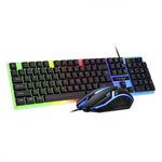T-WOLF TF230 Kit tastiera e mouse cablati per computer da ufficio con giochi di effetti di luce colorati, TF230 (Black), TF230 (White)