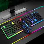 T-WOLF TF230 Kit tastiera e mouse cablati per computer da ufficio con giochi di effetti di luce colorati, TF230 (Black), TF230 (White)