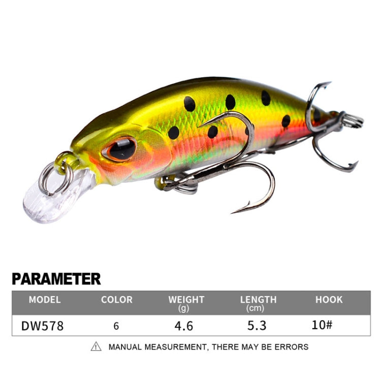 Attrezzatura da pesca con esca dura in plastica bionica da lancio lungo da 5,3 cm 4,6 g, PROBEROS DW577 8003 Hook, PROBEROS DW578 Ordinary Hook