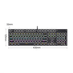 T-WOLF T75 Tastiera meccanica cablata per giochi per computer con luce RGB regolabile a 104 tasti