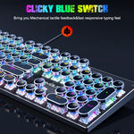 T-WOLF T75 Tastiera meccanica cablata per giochi per computer con luce RGB regolabile a 104 tasti