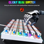 T-WOLF T75 Tastiera meccanica cablata per giochi per computer con luce RGB regolabile a 104 tasti