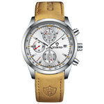 BINBOND B6022 Orologio al quarzo multifunzionale luminoso impermeabile da 30 m, Leather-White Steel-Black, Leather-White Steel-Blue, Leather-White Steel-Green, Leather-White Steel-White, Leather-Black Steel-Black, White Steel-Black, White Steel-Blue   ...