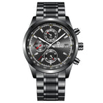 BINBOND B6022 Orologio al quarzo multifunzionale luminoso impermeabile da 30 m, Leather-White Steel-Black, Leather-White Steel-Blue, Leather-White Steel-Green, Leather-White Steel-White, Leather-Black Steel-Black, White Steel-Black, White Steel-Blue   ...