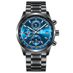 BINBOND B6022 Orologio al quarzo multifunzionale luminoso impermeabile da 30 m, Leather-White Steel-Black, Leather-White Steel-Blue, Leather-White Steel-Green, Leather-White Steel-White, Leather-Black Steel-Black, White Steel-Black, White Steel-Blue   ...