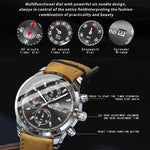 BINBOND B6022 Orologio al quarzo multifunzionale luminoso impermeabile da 30 m, Leather-White Steel-Black, Leather-White Steel-Blue, Leather-White Steel-Green, Leather-White Steel-White, Leather-Black Steel-Black, White Steel-Black, White Steel-Blue   ...