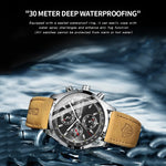 BINBOND B6022 Orologio al quarzo multifunzionale luminoso impermeabile da 30 m, Leather-White Steel-Black, Leather-White Steel-Blue, Leather-White Steel-Green, Leather-White Steel-White, Leather-Black Steel-Black, White Steel-Black, White Steel-Blue   ...