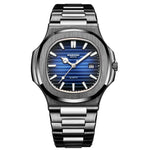 BINBOND B1885 Orologio al quarzo da uomo quadrato luminoso retrò impermeabile da 30 m, White Steel-Blue, White Steel-Black, White Steel-White, White Steel-Green, Rose Gold-Blue, Rose Gold-Black, Rose Gold-White, Black Steel-Black-White                 ...