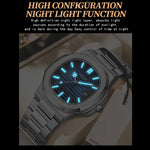 BINBOND B1885 Orologio al quarzo da uomo quadrato luminoso retrò impermeabile da 30 m, White Steel-Blue, White Steel-Black, White Steel-White, White Steel-Green, Rose Gold-Blue, Rose Gold-Black, Rose Gold-White, Black Steel-Black-White                 ...
