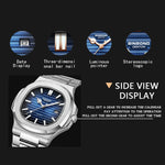 BINBOND B1885 Orologio al quarzo da uomo quadrato luminoso retrò impermeabile da 30 m, White Steel-Blue, White Steel-Black, White Steel-White, White Steel-Green, Rose Gold-Blue, Rose Gold-Black, Rose Gold-White, Black Steel-Black-White                 ...