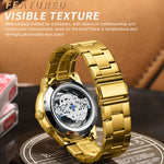 Orologio al quarzo impermeabile luminoso con drago in rilievo BINBOND B3030, Full-gold Gold, Full-gold Black, Full-gold White, Black Steel-Black, White Steel-Black, White Steel-White, Brown Leather-Full-gold-Gold, Brown Leather-Full-gold-Black         ...