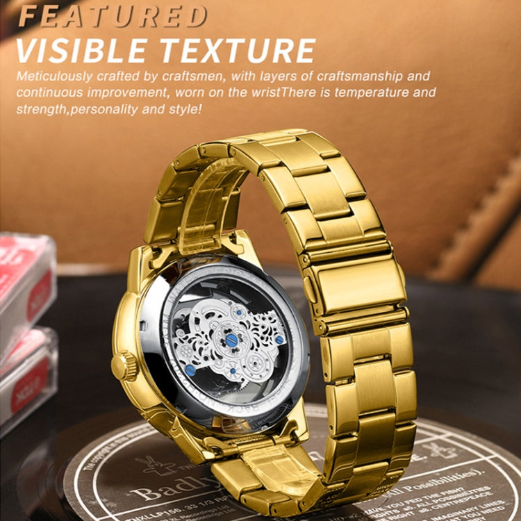Orologio al quarzo impermeabile luminoso con drago in rilievo BINBOND B3030, Full-gold Gold, Full-gold Black, Full-gold White, Black Steel-Black, White Steel-Black, White Steel-White, Brown Leather-Full-gold-Gold, Brown Leather-Full-gold-Black         ...