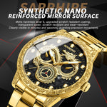 Orologio al quarzo impermeabile luminoso con drago in rilievo BINBOND B3030, Full-gold Gold, Full-gold Black, Full-gold White, Black Steel-Black, White Steel-Black, White Steel-White, Brown Leather-Full-gold-Gold, Brown Leather-Full-gold-Black         ...
