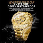 Orologio al quarzo impermeabile luminoso con drago in rilievo BINBOND B3030, Full-gold Gold, Full-gold Black, Full-gold White, Black Steel-Black, White Steel-Black, White Steel-White, Brown Leather-Full-gold-Gold, Brown Leather-Full-gold-Black         ...