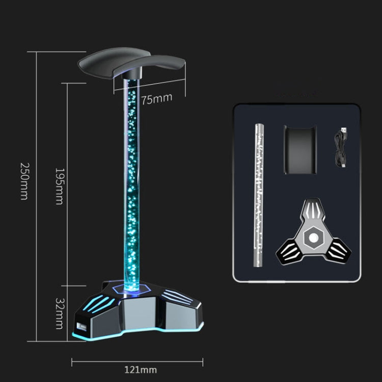 Supporto per cuffie illuminato RGB con staffa per display per cuffie con porta di espansione USB per luce ambientale, Without 3.5mm Port, With 3.5mm Port
