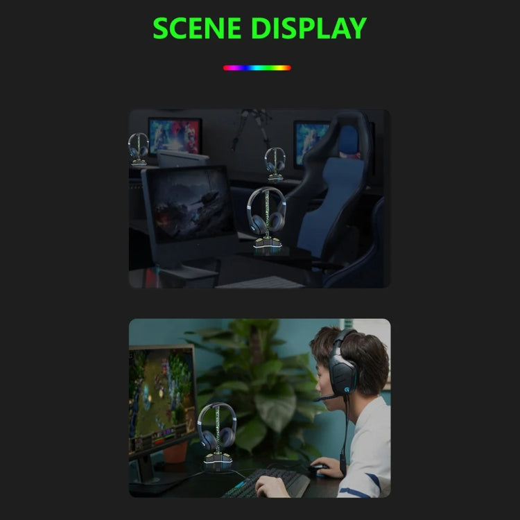 Supporto per cuffie illuminato RGB con staffa per display per cuffie con porta di espansione USB per luce ambientale, Without 3.5mm Port, With 3.5mm Port