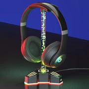 Supporto per cuffie illuminato RGB con staffa per display per cuffie con porta di espansione USB per luce ambientale, Without 3.5mm Port, With 3.5mm Port