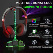 Supporto per cuffie illuminato RGB con staffa per display per cuffie con porta di espansione USB per luce ambientale, Without 3.5mm Port, With 3.5mm Port