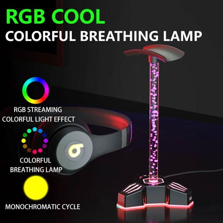 Supporto per cuffie illuminato RGB con staffa per display per cuffie con porta di espansione USB per luce ambientale, Without 3.5mm Port, With 3.5mm Port