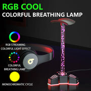 Supporto per cuffie illuminato RGB con staffa per display per cuffie con porta di espansione USB per luce ambientale, Without 3.5mm Port, With 3.5mm Port