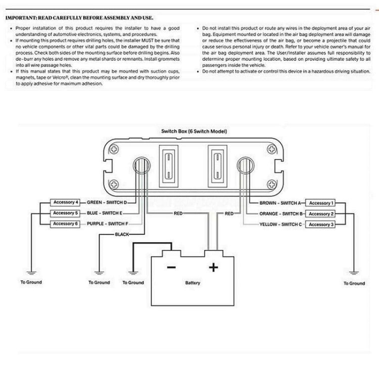 Sistema di controllo del pannello interruttori 3PIN a 6 cifre per auto da nave 12V con cablaggio