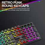 T-WOLF T80 Tastiera retrò punk cablata da gioco da ufficio illuminata RGB da 104 tasti, Black, Pink, White