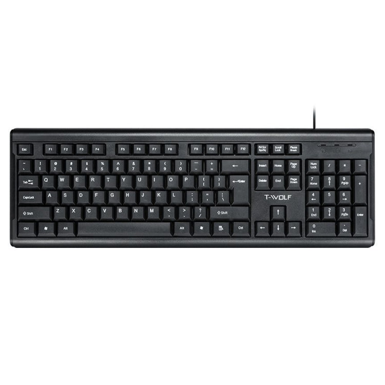 Tastiera cablata T-WOLF a 104 tasti USB per computer, casa e ufficio, T15