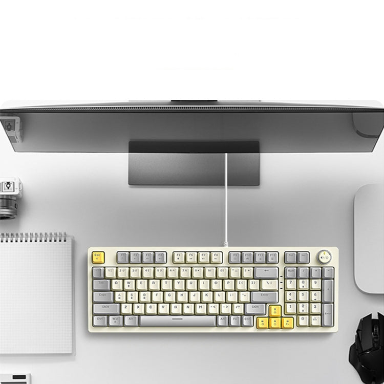 T-WOLF T50 Tastiera meccanica da gioco con abbinamento colori luminoso RGB a 97 tasti con manopola, Black A, Black B, White A, White B