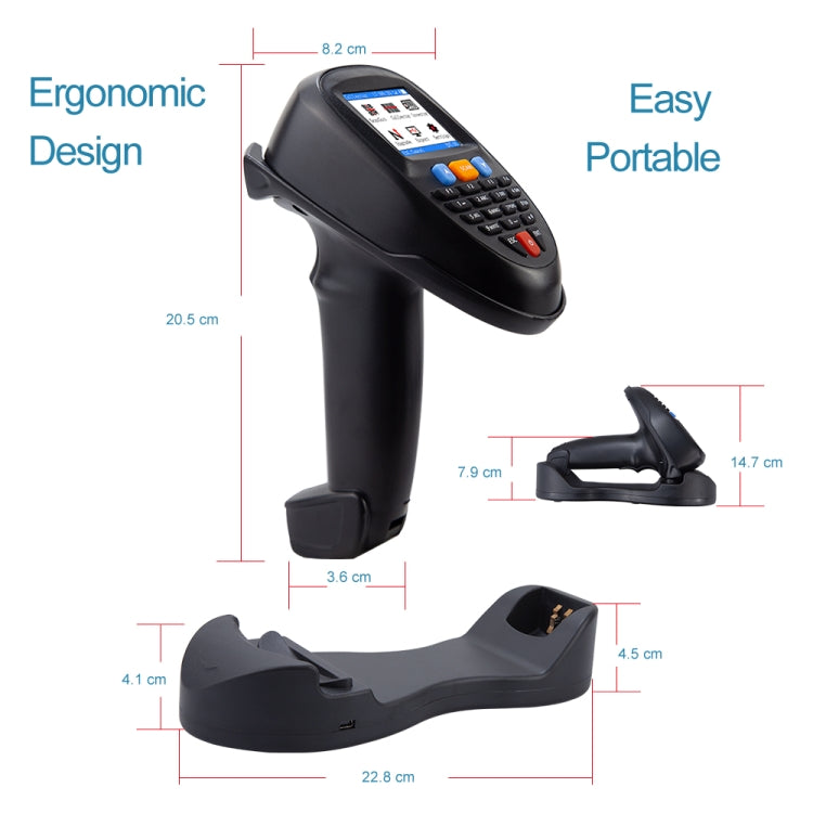 Raccoglitore dati scanner codici a barre wireless con schermo LCD